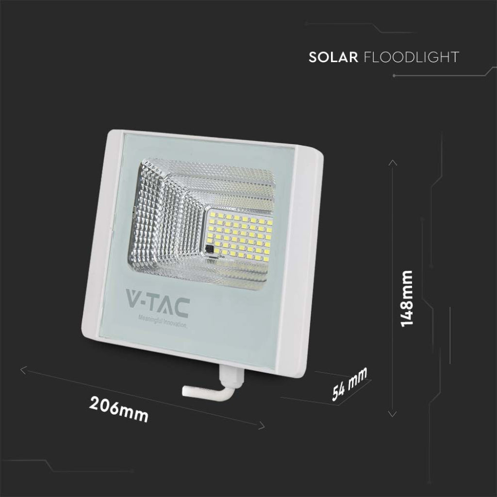 V-TAC VT-25W FARO LED FLOODLIGHT 12W IP65 COLORE BIANCO CON PANNELLO SOLARE E TELECOMANDO - SKU 23018 / 10405