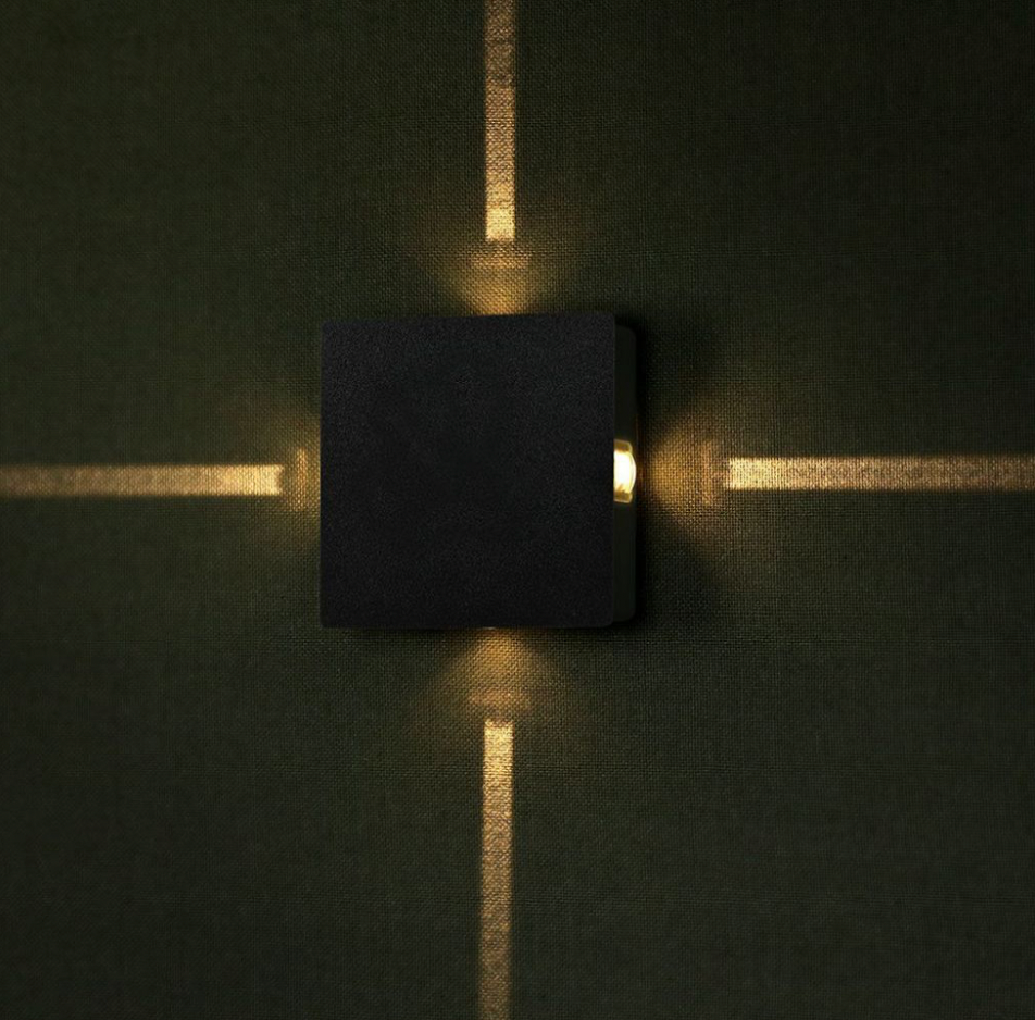 V-TAC VT-704 LAMPADA LED DA MURO 4W WALL LIGHT IP65 APPLIQUE CON 4 LED COLORE NERO - SKU 218211