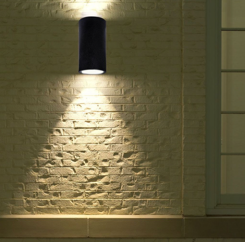 V-TAC VT-894 APPLIQUE CILINDRO PORTALAMPADA DOPPIO DA MURO CONCRETE WALL FITTING GRIGIO SCURO PER 2 LAMPADINE GU10 - SKU 8696