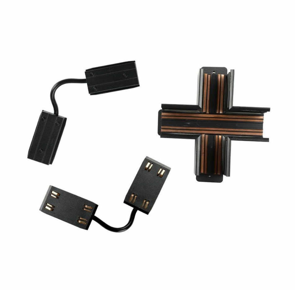 V-TAC X CONNECTOR CONNETTORE ANGOLARE A CROCE PER BINARI MAGNETICI TRACK LIGHT NERO - SKU 7974
