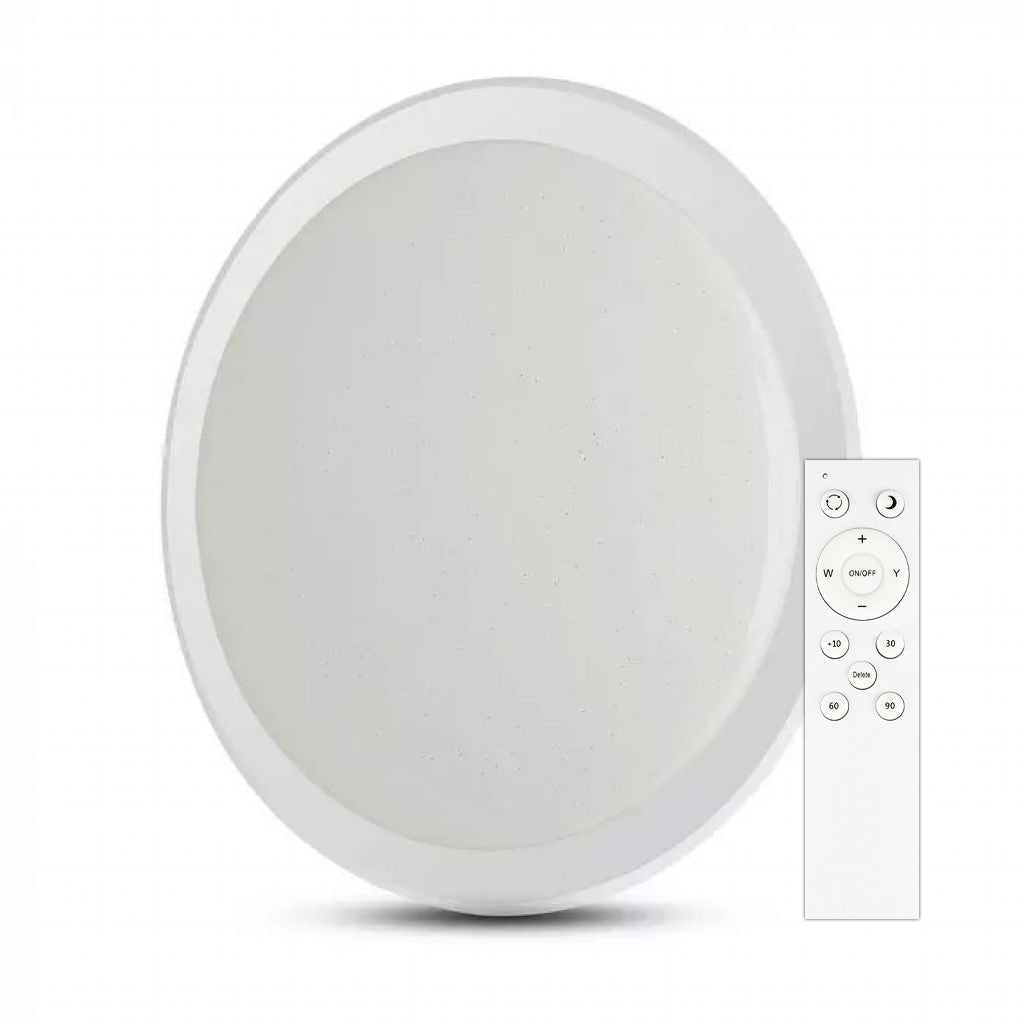 V-TAC GALLERY VT-8555 PLAFONIERA LED ROTONDA 30W/60W SMD CCT 3IN1 EFFETTO CIELO STELLATO DIMMERABILE TELECOMANDO - SKU 2114551