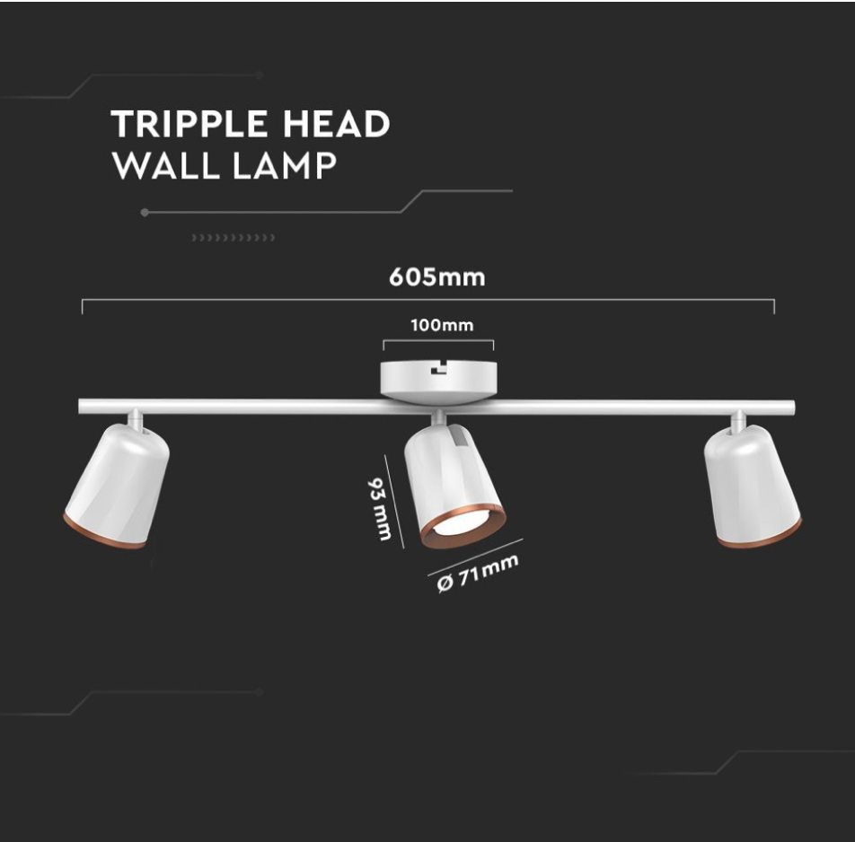 V-TAC VT-818 LAMPADA LED DA PARETE 15W SMD WALL LIGHT COLORE BIANCO APPLIQUE CON TESTE ORIENTABILI - SKU 218258 / 218260