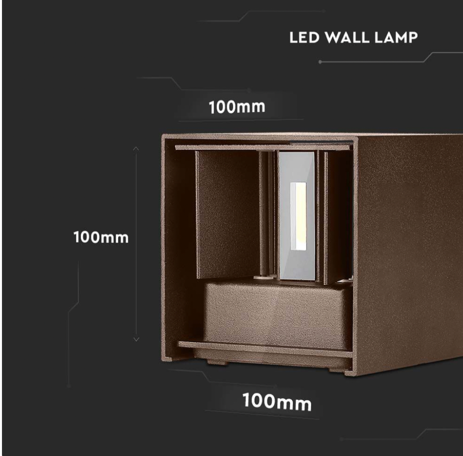 V-TAC VT-759-12 LAMPADA LED DA MURO 11W WALL LIGHT SMD APPLIQUE IP65 CON DOPPIO LED COLORE CORTEN - SKU 6820