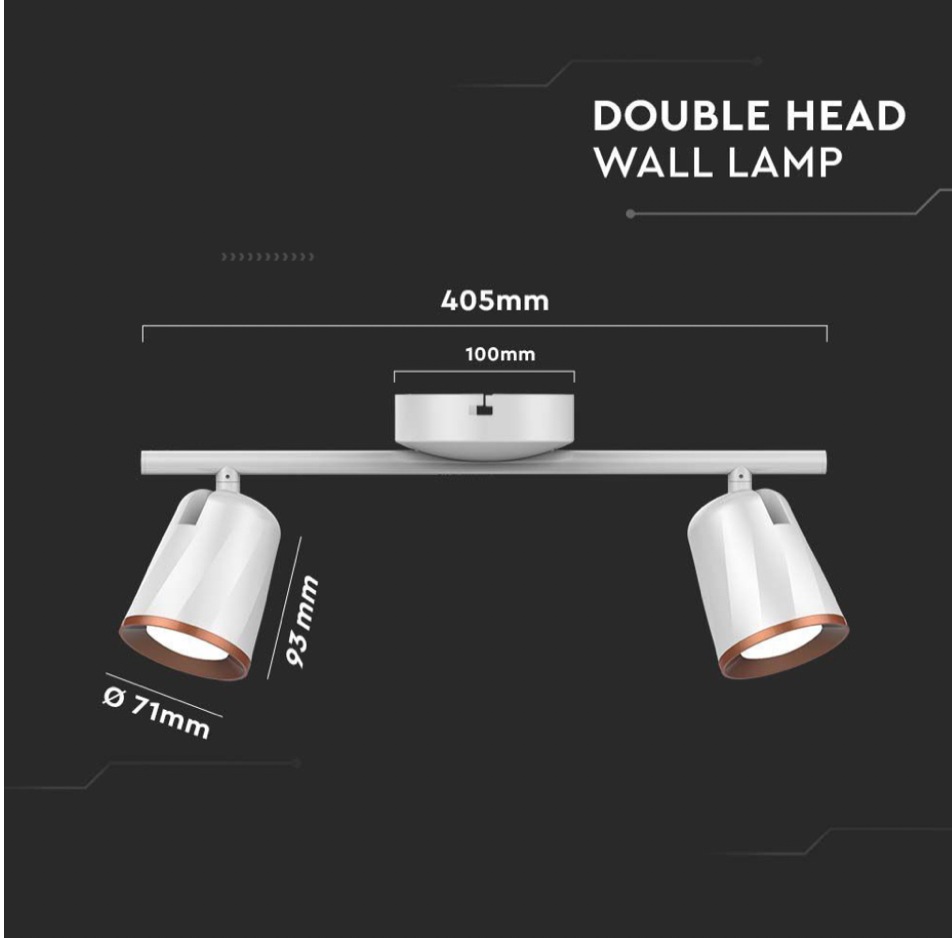 V-TAC VT-812 LAMPADA LED DA PARETE 10W SMD WALL LIGHT SMD COLORE BIANCO APPLIQUE CON TESTE ORIENTABILI - SKU 218254 / 218256