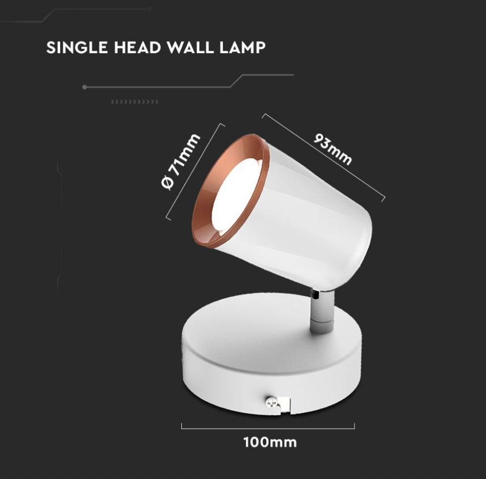 V-TAC VT-806 LAMPADA LED DA PARETE 5W SMD APPLIQUE ORIENTABILE COLORE BIANCO - SKU 218250 / 218252