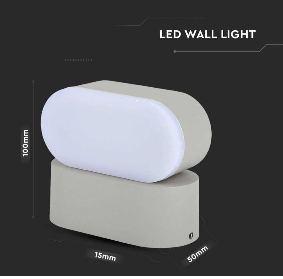 V-TAC VT-816 LAMPADA LED DA MURO RUOTABILE 5W WALL LIGHT IP65 APPLIQUE COLORE GRIGIO - SKU 218291