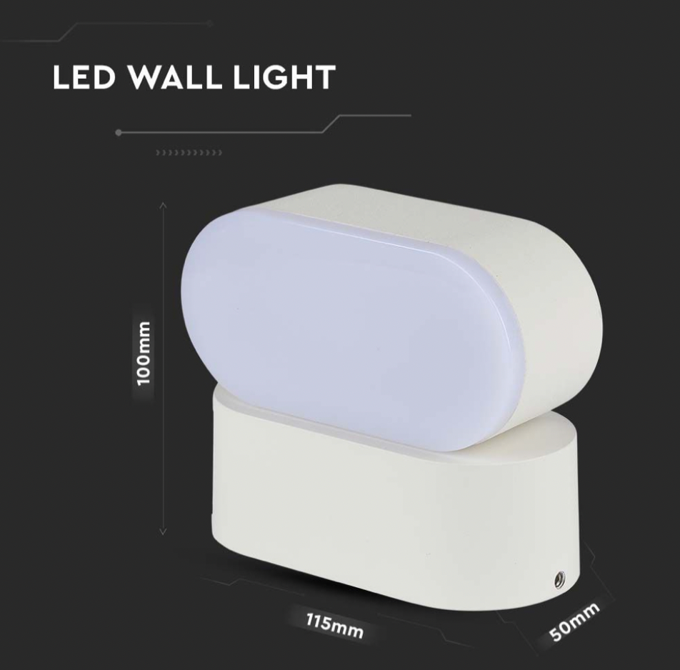 V-TAC VT-816 LAMPADA LED DA MURO RUOTABILE 5W WALL LIGHT IP65 APPLIQUE COLORE BIANCO - SKU 218286 / 218287
