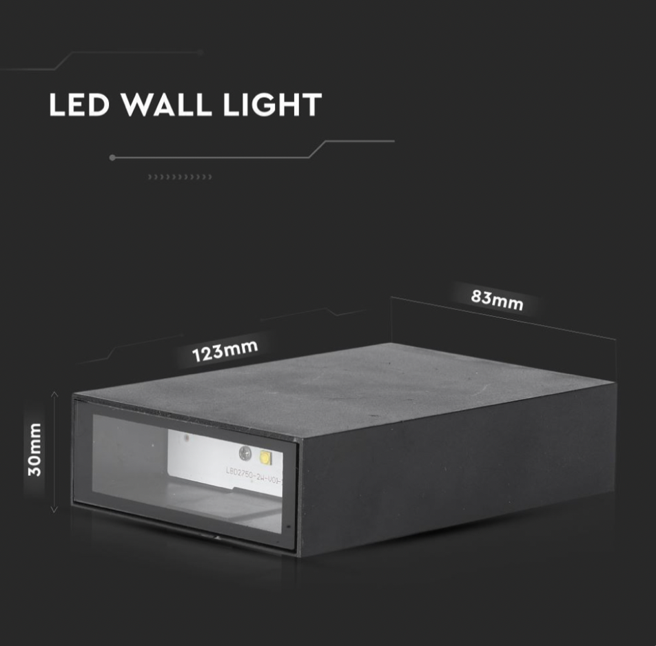 V-TAC VT-844 LAMPADA LED DA MURO 4W WALL LIGHT SMD APPLIQUE IP65 COLORE NERO - SKU 218561 / 218563