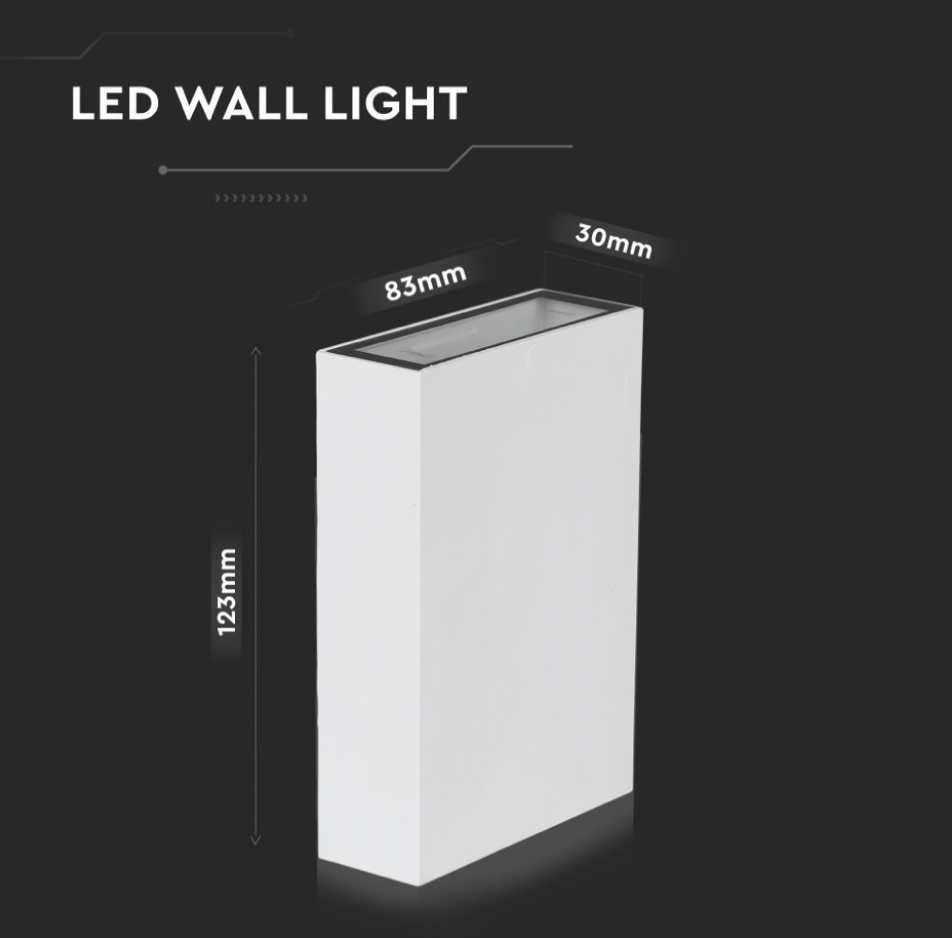 V-TAC VT-844 LAMPADA LED DA MURO 4W WALL LIGHT SMD APPLIQUE IP65 COLORE BIANCO - SKU 218560 / 218562