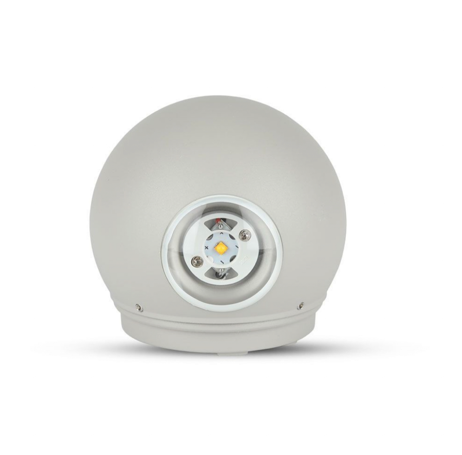 V-TAC VT-836 LAMPADA LED DA MURO 4W WALL LIGHT IP65 APPLIQUE CON 2 LED SMD FORMA ROTONDA COLORE GRIGIO - SKU 218305 / 218306
