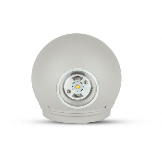 V-TAC VT-836 LAMPADA LED DA MURO 4W WALL LIGHT IP65 APPLIQUE CON 2 LED SMD FORMA ROTONDA COLORE GRIGIO - SKU 218305 / 218306