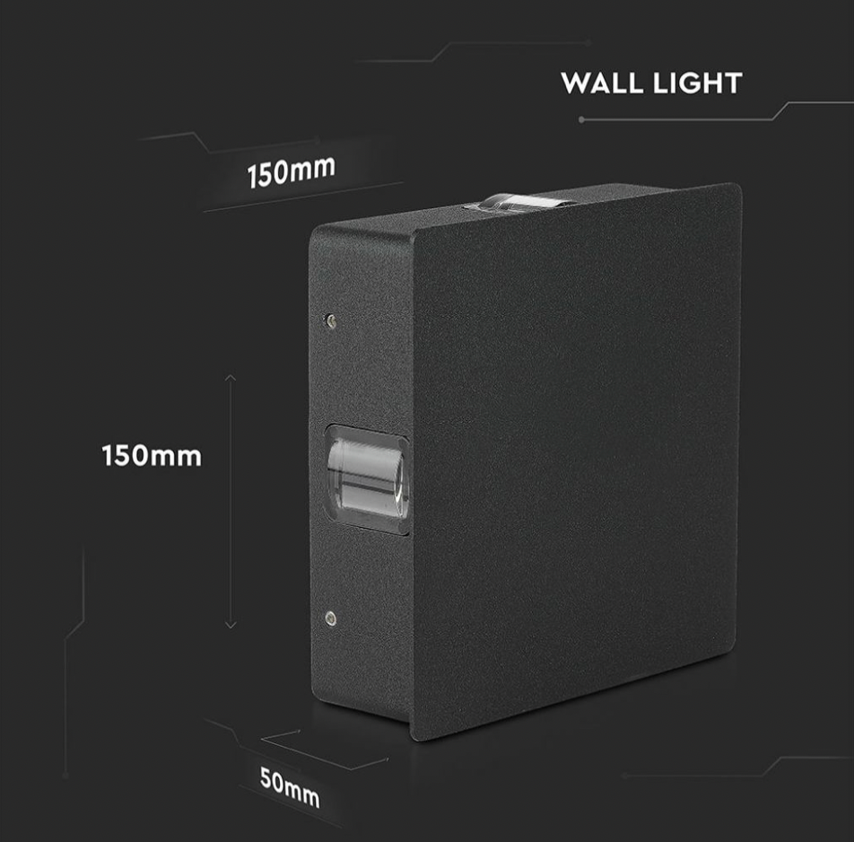V-TAC VT-704 LAMPADA LED DA MURO 4W WALL LIGHT IP65 APPLIQUE CON 4 LED COLORE NERO - SKU 218211