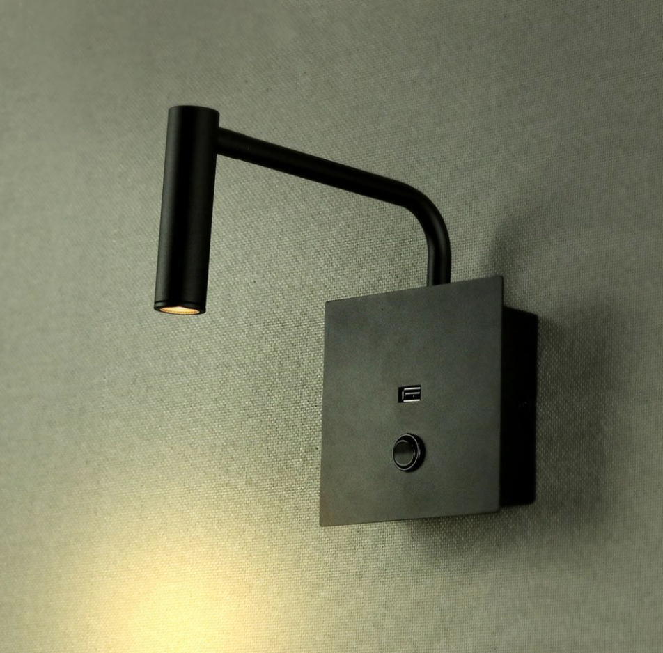 V-TAC VT-2943 LAMPADA LED DA MURO 3W COB CREE CON PORTA USB COLORE NERO - SKU 211487