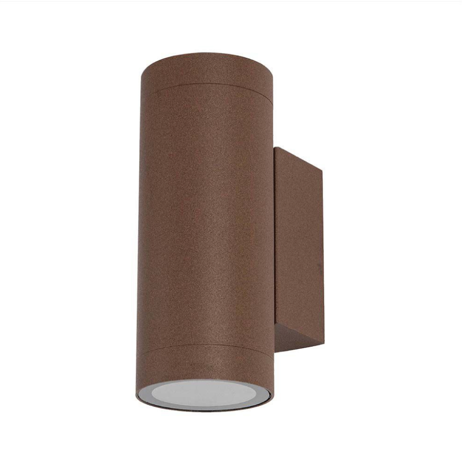 V-TAC VT-11015 PORTALAMPADA DA MURO CON DOPPIO ATTACCO GU10 APPLIQUE IP65 COLORE CORTEN - SKU 6819
