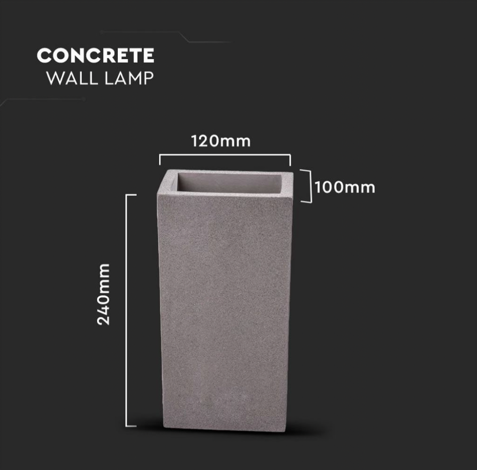 V-TAC VT-893 APPLIQUE PORTALAMPADA DOPPIO DA MURO CONCRETE WALL FITTING GRIGIO CHIARO PER 2 LAMPADINE G9 - SKU 8695