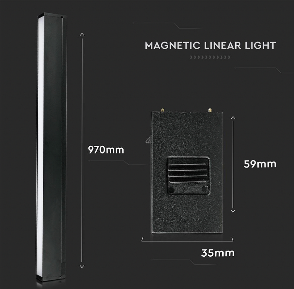 V-TAC PRO VT-4131 MAGNETIC LINEAR LIGHT FARETTO LED MAGNETICO 30W NERO CRI≥90 100° - SKU 7956 / 7957