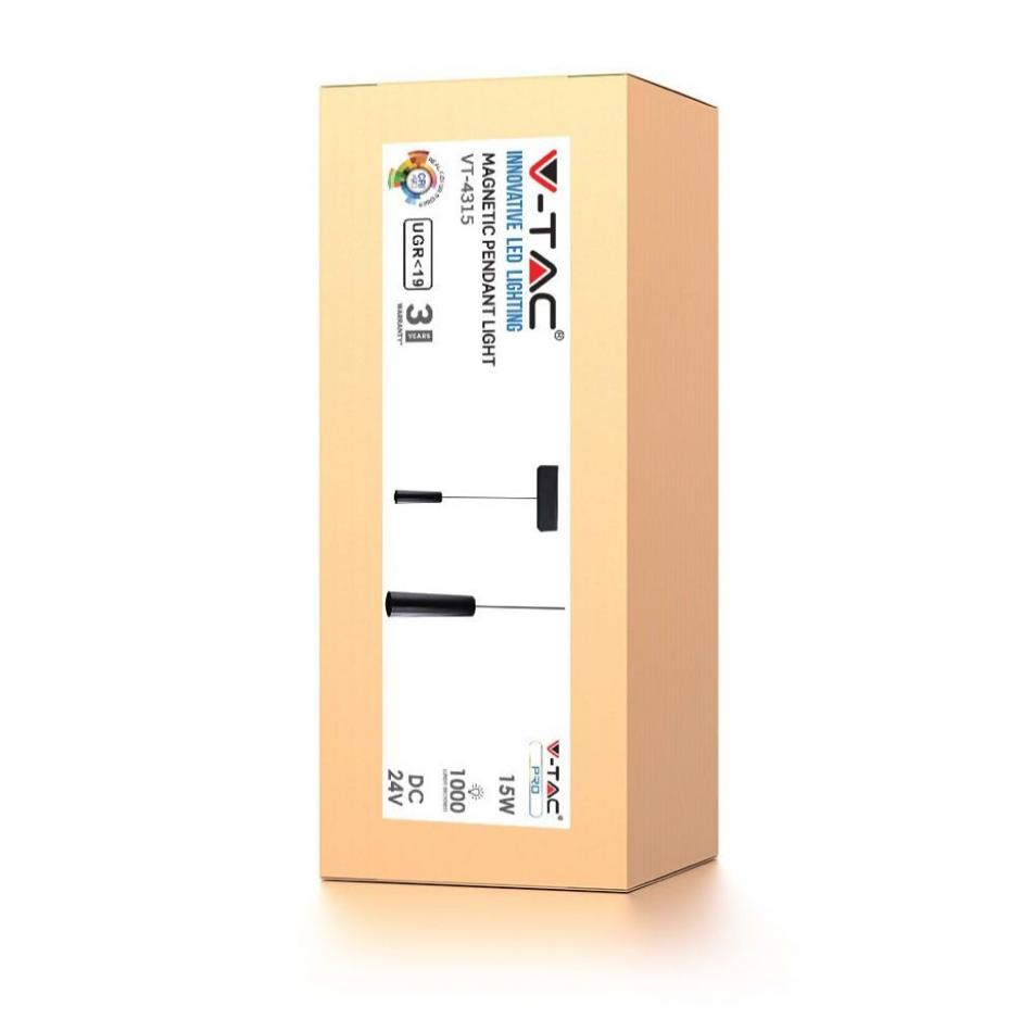 V-TAC PRO VT-4315 MAGNETIC PENDANT LIGHT LAMPADA LED A SOSPENSIONE MAGNETICA 15W NERO CRI≥90 - SKU 7968 / 7969