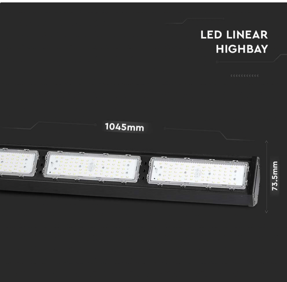 V-TAC PRO VT-9-202 LAMPADA LED A SOSPENSIONE 200W SMD HIGH BAY LINEAR LIGHT NERA IP54 CON CHIP SAMSUNG - SKU 21895 / 21896