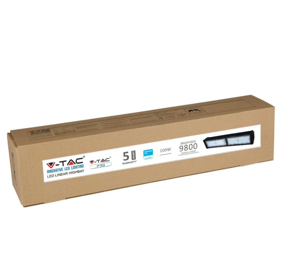 V-TAC PRO VT-9-112 LAMPADA LED A SOSPENSIONE 100W SMD HIGH BAY LINEAR LIGHT NERA IP54 CON CHIP SAMSUNG - SKU 21891 / 21892