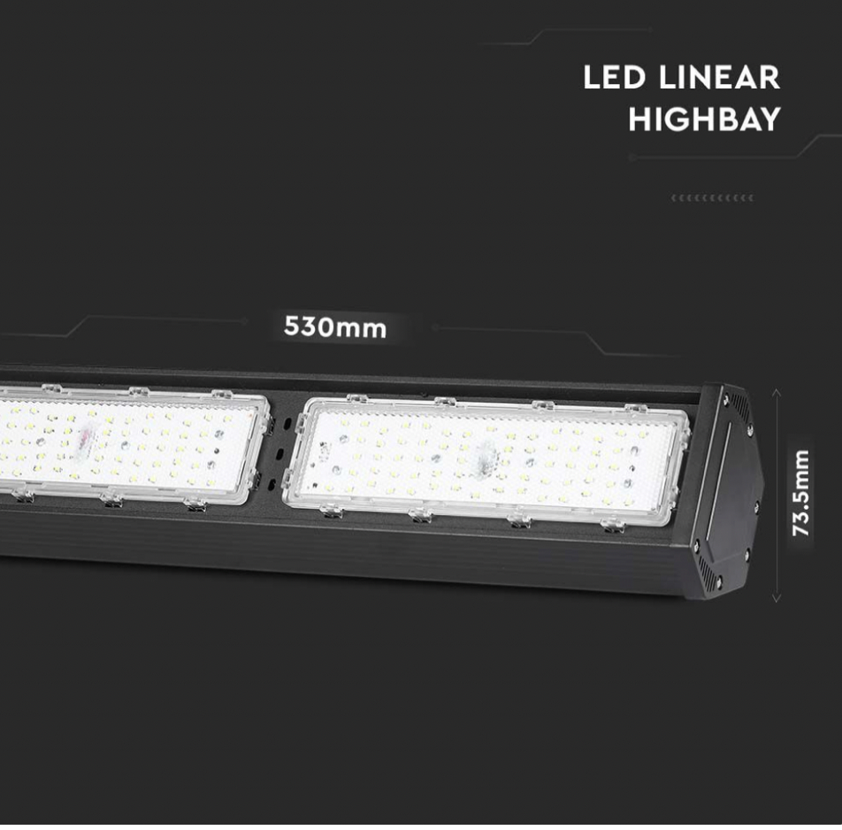 V-TAC PRO VT-9-112 LAMPADA LED A SOSPENSIONE 100W SMD HIGH BAY LINEAR LIGHT NERA IP54 CON CHIP SAMSUNG - SKU 21891 / 21892