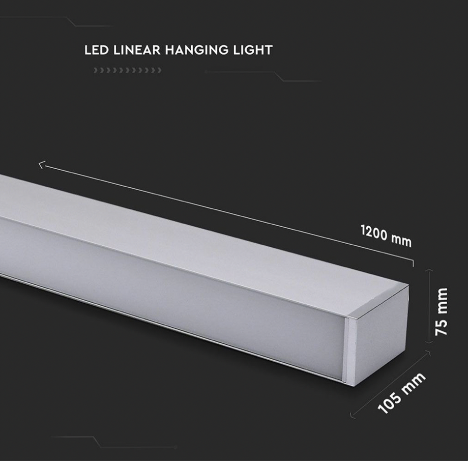 V-TAC PRO VT-7-60 LAMPADA LED A SOSPENSIONE LINEAR LIGHT 60W CHIP SAMSUNG SILVER BODY DIMMERABILE - SKU 378