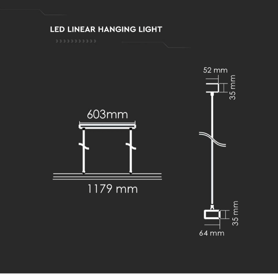 V-TAC PRO VT-7-61 LAMPADA LED A SOSPENSIONE LINEAR LIGHT 60W CHIP SAMSUNG SILVER BODY DIMMERABILE - SKU 607