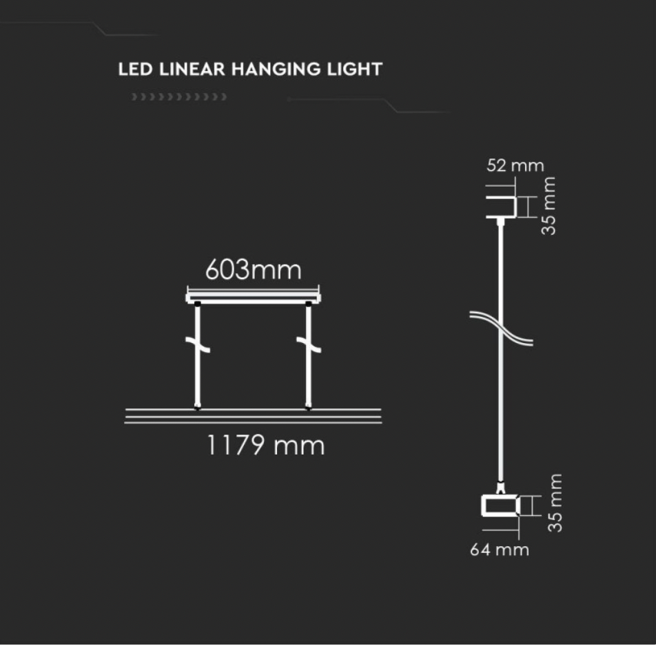 V-TAC PRO VT-7-61 LAMPADA LED A SOSPENSIONE LINEAR LIGHT 60W CHIP SAMSUNG WHITE BODY DIMMERABILE - SKU 606