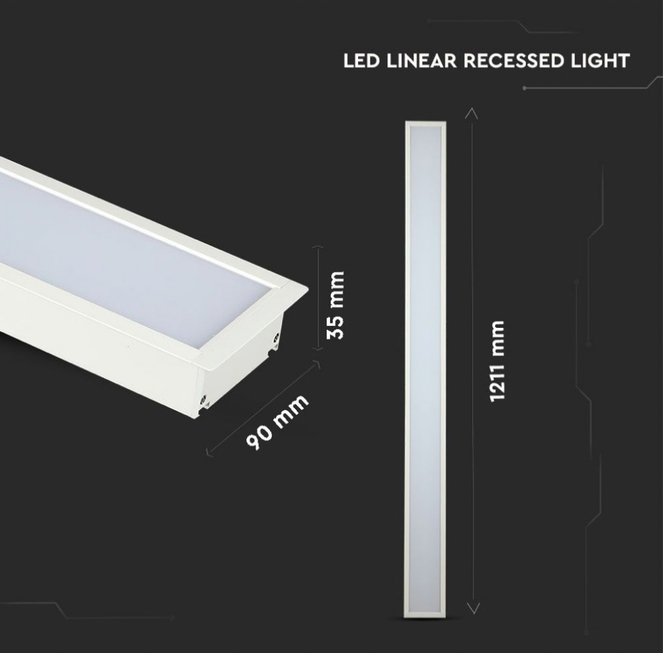 V-TAC PRO VT-7-42 LAMPADA LED A INCASSO LINEAR LIGHT 40W CHIP SAMSUNG WHITE BODY - SKU 382