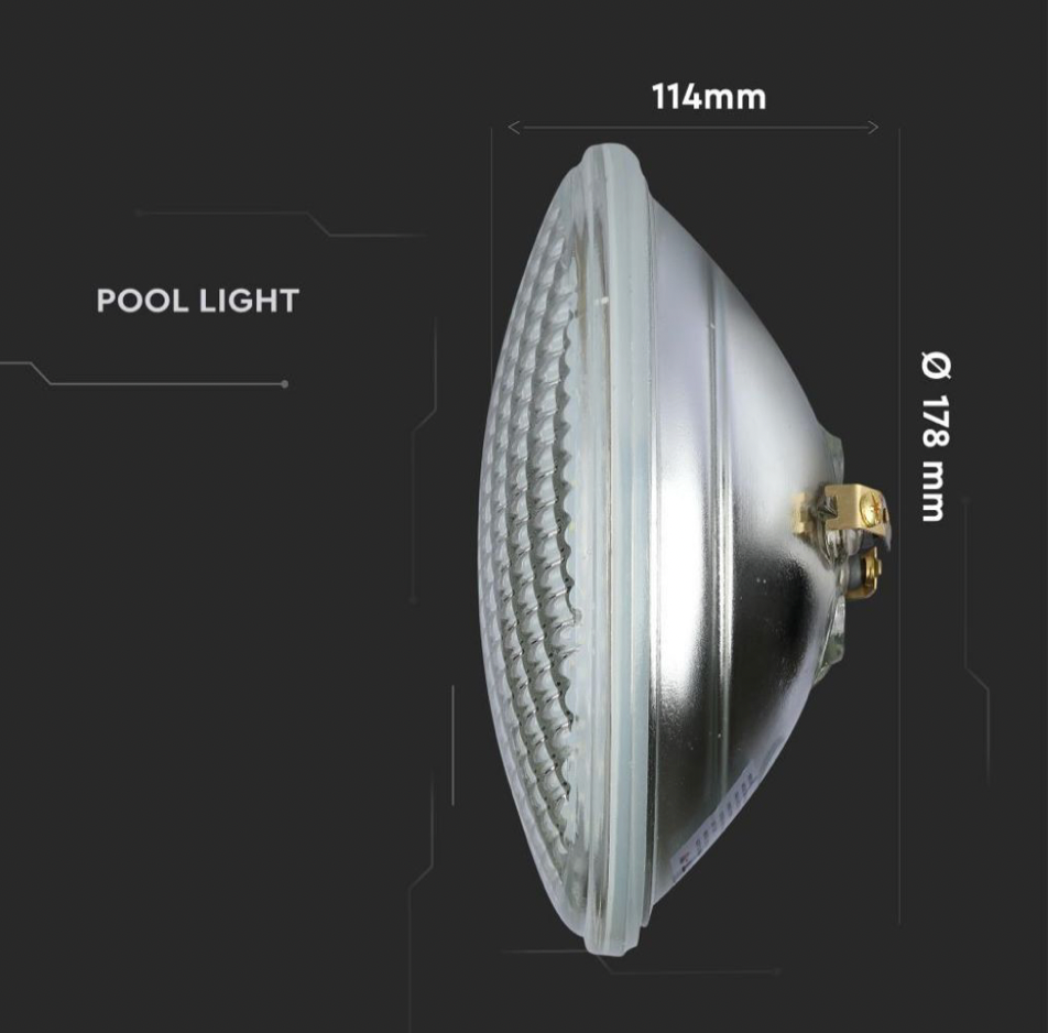 V-TAC VT-1258 LAMPADA LED DA PISCINA PAR56 8W IP68 12V ATTACCO A VITE - SKU 7556 / 7555