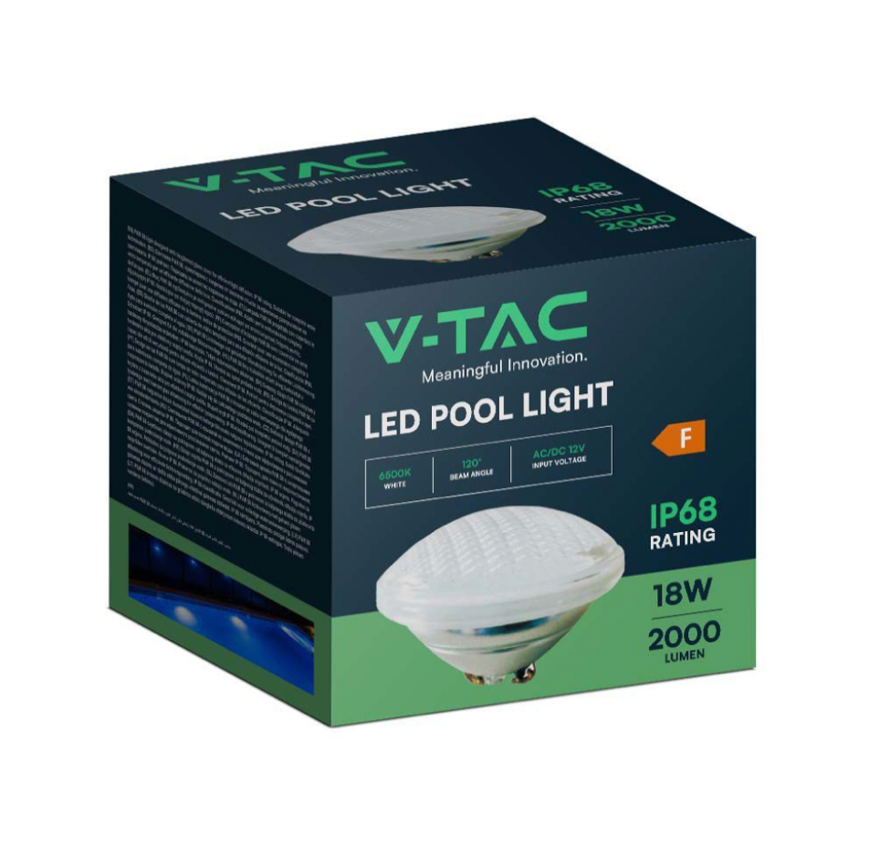 V-TAC VT-12118 LAMPADA LED PAR56 18W SMD DA PISCINA IP68 12V IN VETRO - SKU 8024
