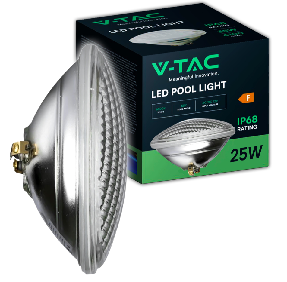 V-TAC VT-12125 LAMPADA LED PAR56 25W SMD DA PISCINA IP68 12V IN VETRO - SKU 8025