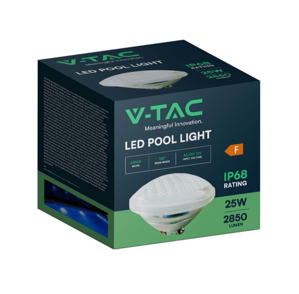 V-TAC VT-12125 LAMPADA LED PAR56 25W SMD DA PISCINA IP68 12V IN VETRO - SKU 8025
