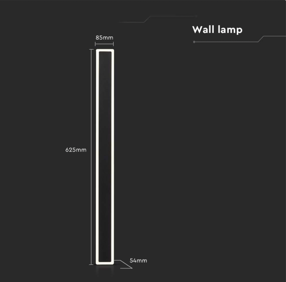 V-TAC VT-11117 LAMPADA LED DA MURO 17W WALL LAMP SMD APPLIQUE CRI≥90 IP65 COLORE NERO - SKU 6830 / 6831